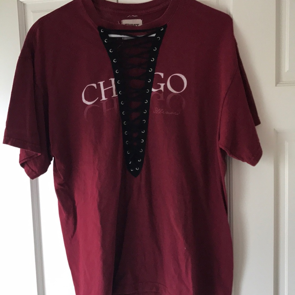 Vintage furst of a kind t shirt with lace up